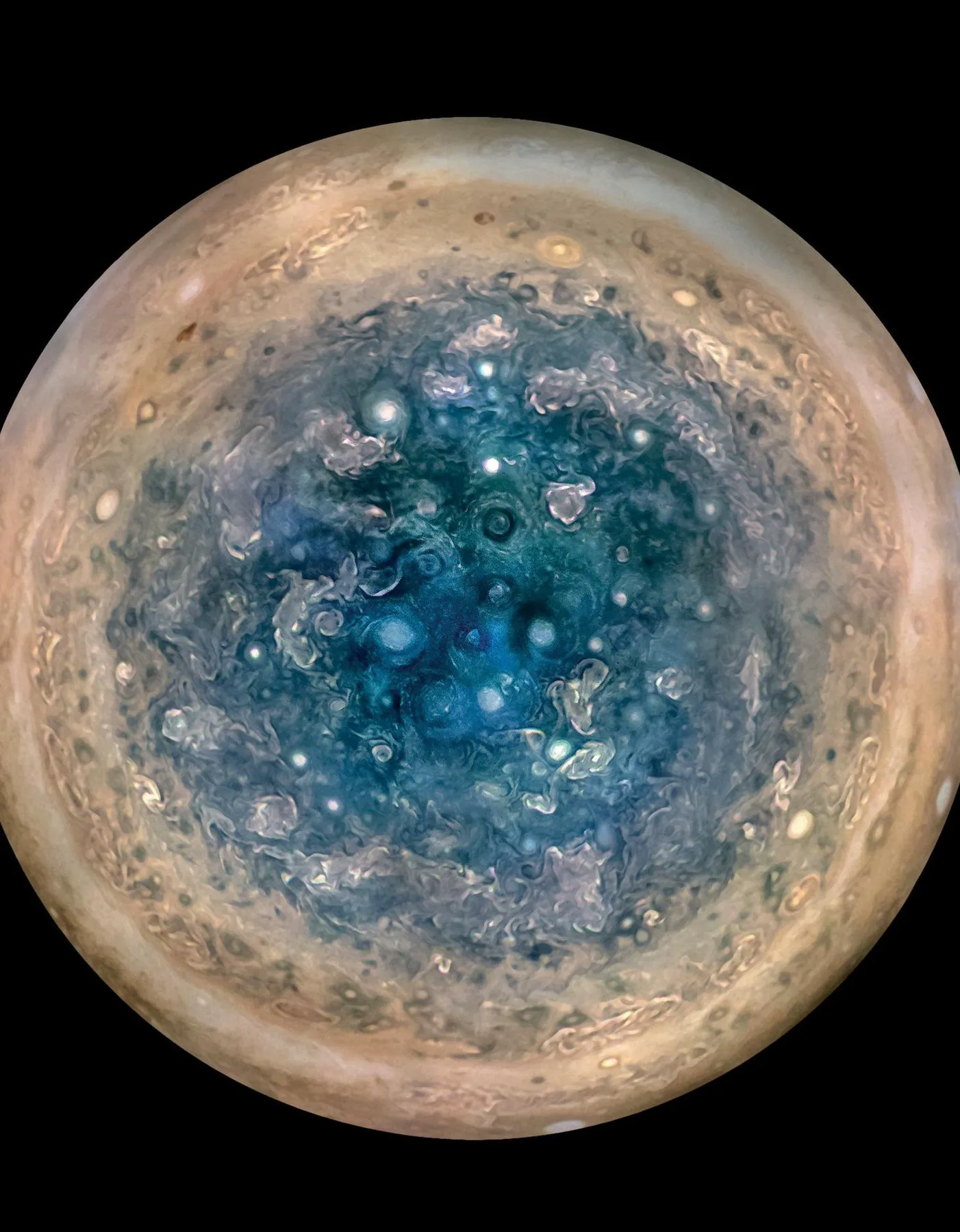 Sykloner ved Jupiters sørpol